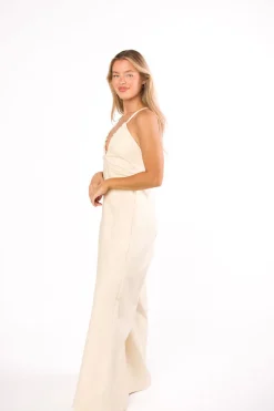 New Worth Collective Midweek 100% Cotton Denim Jumpsuit in Ivory