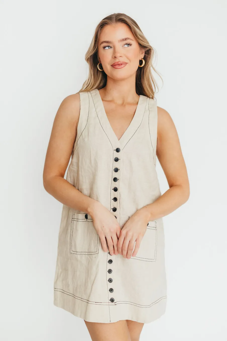 Clearance Worth Collective Milano 100% Linen Mini Dress in Linen