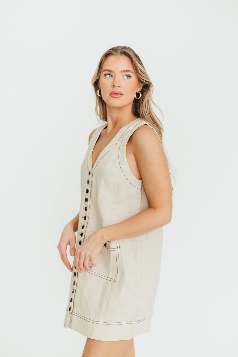 Clearance Worth Collective Milano 100% Linen Mini Dress in Linen