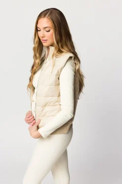 Discount Worth Collective Miley Puffer Vest in Light Taupe