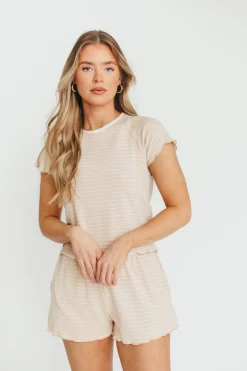 Sale Worth Collective Millie Striped Baby Tee and Shorts Set in Blush