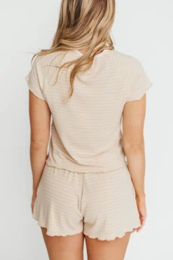 Sale Worth Collective Millie Striped Baby Tee and Shorts Set in Blush