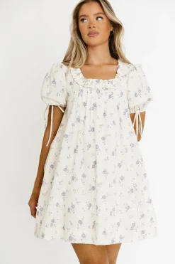 Sale Worth Collective Minnie 100% Cotton Floral Babydoll Dress in Ivory