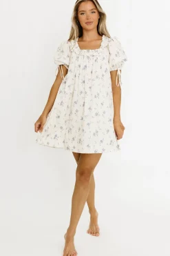 Sale Worth Collective Minnie 100% Cotton Floral Babydoll Dress in Ivory