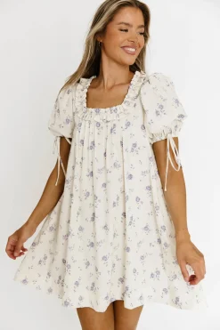 Sale Worth Collective Minnie 100% Cotton Floral Babydoll Dress in Ivory