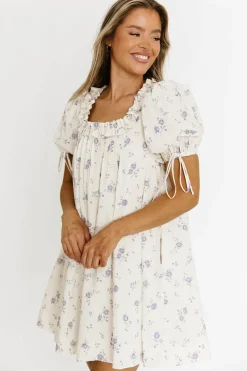 Sale Worth Collective Minnie 100% Cotton Floral Babydoll Dress in Ivory