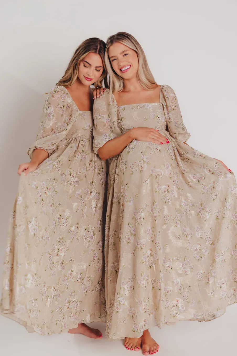 Fashion Worth Collective Mona Maxi Dress in Beige/Brown Floral (Restocking in Early August)