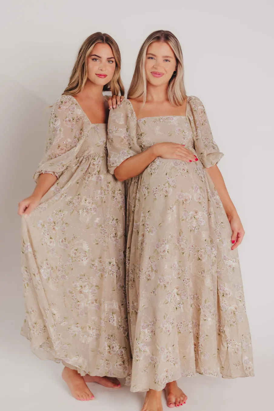 Fashion Worth Collective Mona Maxi Dress in Beige/Brown Floral (Restocking in Early August)