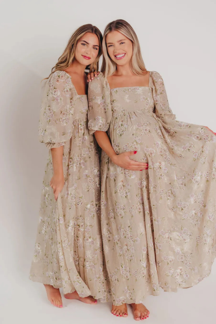 Fashion Worth Collective Mona Maxi Dress in Beige/Brown Floral (Restocking in Early August)