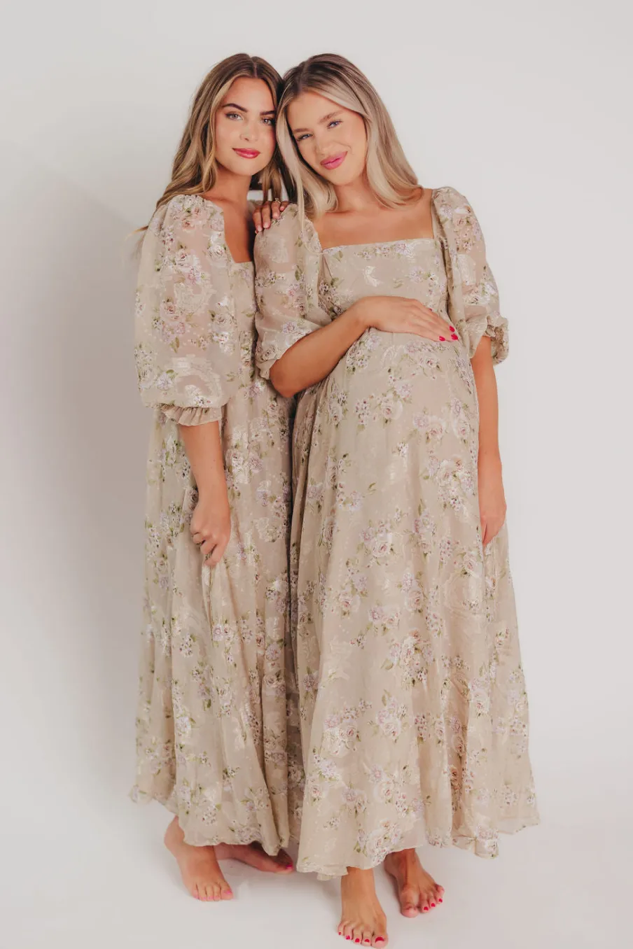 Fashion Worth Collective Mona Maxi Dress in Beige/Brown Floral (Restocking in Early August)