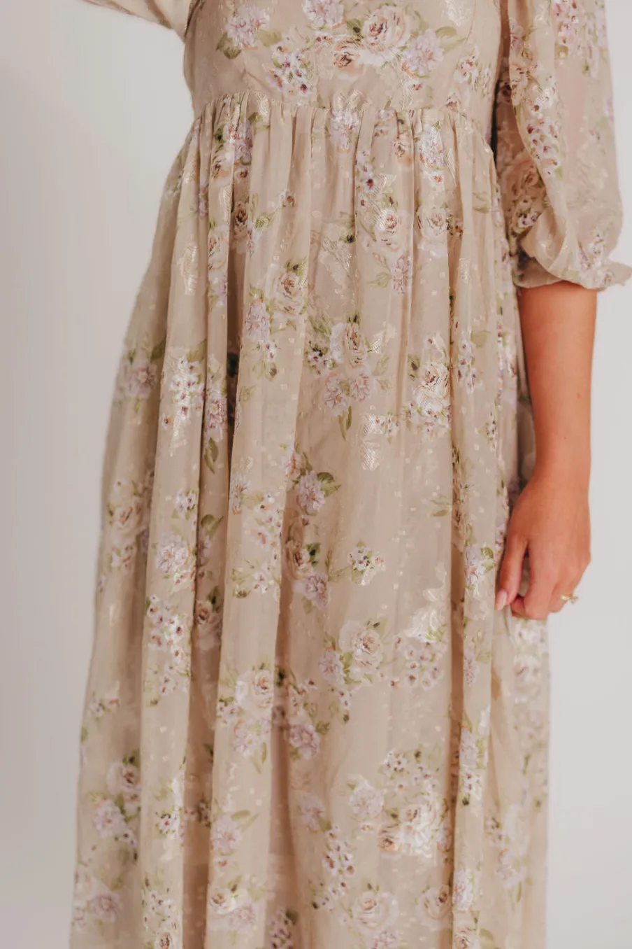 Fashion Worth Collective Mona Maxi Dress in Beige/Brown Floral (Restocking in Early August)