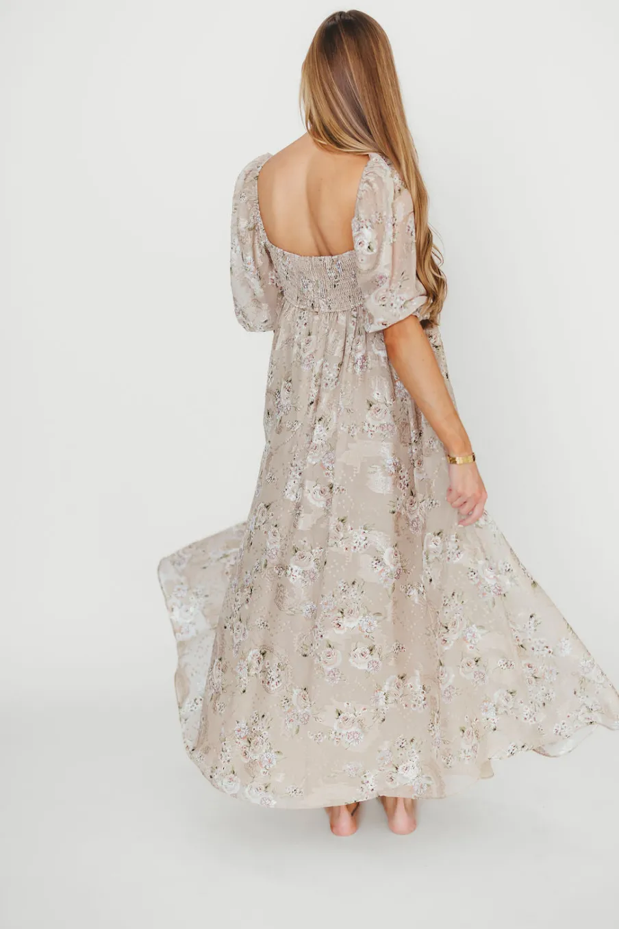 Fashion Worth Collective Mona Maxi Dress in Beige/Brown Floral (Restocking in Early August)