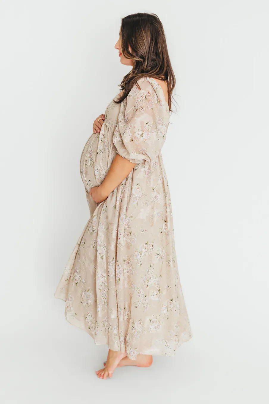 Fashion Worth Collective Mona Maxi Dress in Beige/Brown Floral (Restocking in Early August)