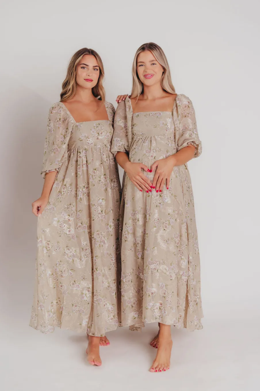 Fashion Worth Collective Mona Maxi Dress in Beige/Brown Floral (Restocking in Early August)