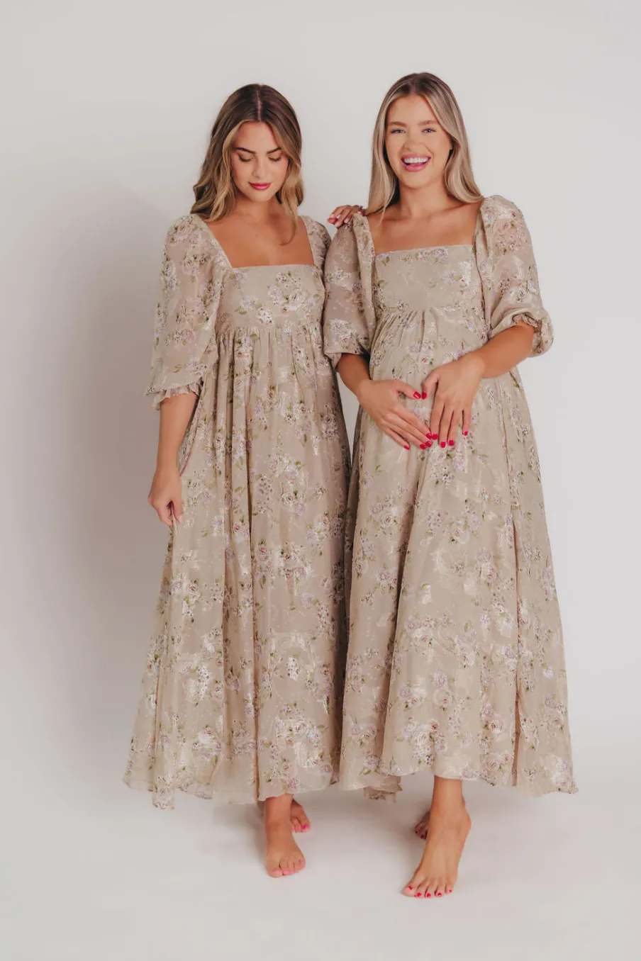 Fashion Worth Collective Mona Maxi Dress in Beige/Brown Floral (Restocking in Early August)