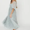 New Worth Collective Mona Maxi Dress with Smocking in Sage Green Floral - Bump Friendly & I