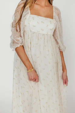 New Worth Collective Mona Maxi Dress with Smocking in Butter Floral - Bump Friendly & Inclu