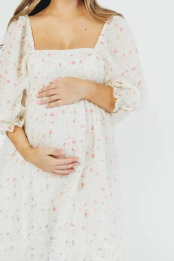 Fashion Worth Collective Mona Maxi Dress with Smocking in Ivory Floral - Bump Friendly & Inclus