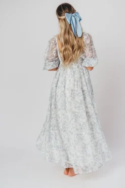 Online Worth Collective Mona Maxi Dress with Smocking in Blue White - Bump Friendly & Inclusiv