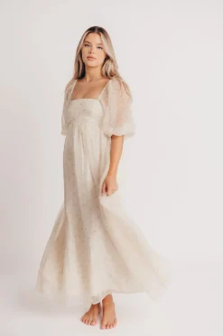 New Worth Collective Mona Maxi Dress with Smocking in Butter Floral - Bump Friendly & Inclu
