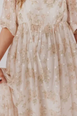 Fashion Worth Collective Mona Maxi Dress with Smocking in Cream Floral - Bump Friendly & Inclus