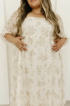 Fashion Worth Collective Mona Maxi Dress with Smocking in Cream Floral - Bump Friendly & Inclus