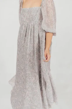 New Worth Collective Mona Maxi Dress with Smocking in Sage Green Floral - Bump Friendly & I