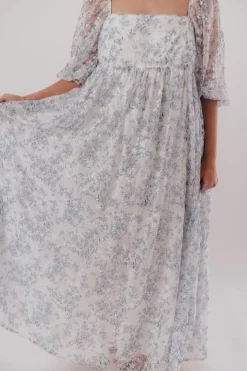 Online Worth Collective Mona Maxi Dress with Smocking in Blue White - Bump Friendly & Inclusiv