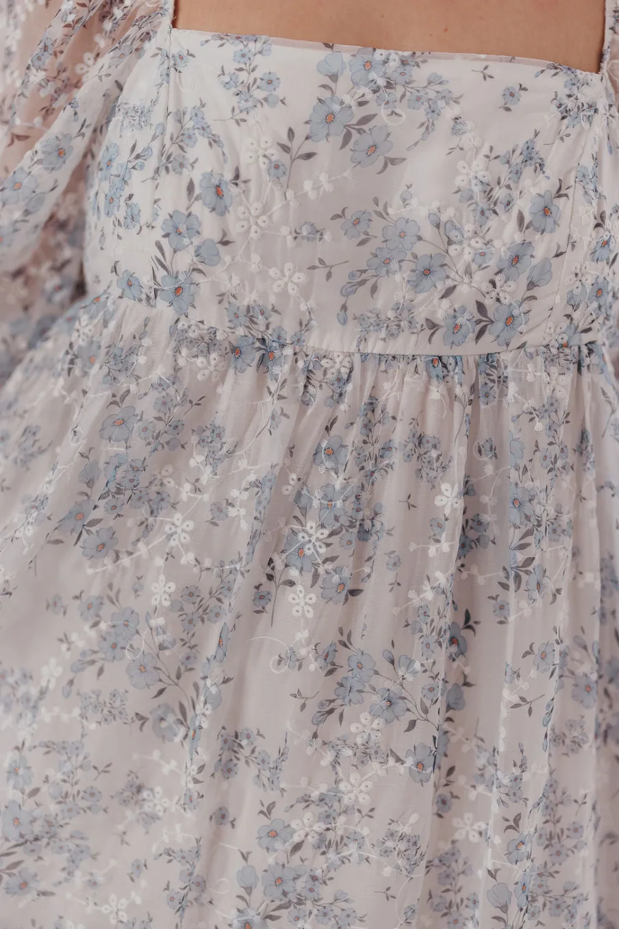 Online Worth Collective Mona Maxi Dress with Smocking in Blue White - Bump Friendly & Inclusiv