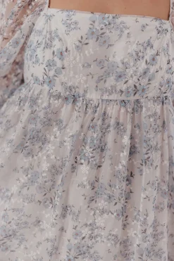 Online Worth Collective Mona Maxi Dress with Smocking in Blue White - Bump Friendly & Inclusiv