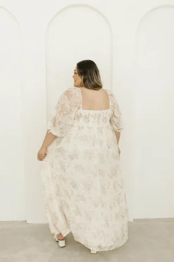 Fashion Worth Collective Mona Maxi Dress with Smocking in Cream Floral - Bump Friendly & Inclus