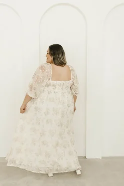 Fashion Worth Collective Mona Maxi Dress with Smocking in Cream Floral - Bump Friendly & Inclus