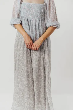 New Worth Collective Mona Maxi Dress with Smocking in Sage Green Floral - Bump Friendly & I