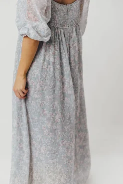New Worth Collective Mona Maxi Dress with Smocking in Sage Green Floral - Bump Friendly & I