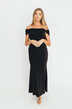 Hot Worth Collective Monroe Maxi Dress in Black -Bump Friendly
