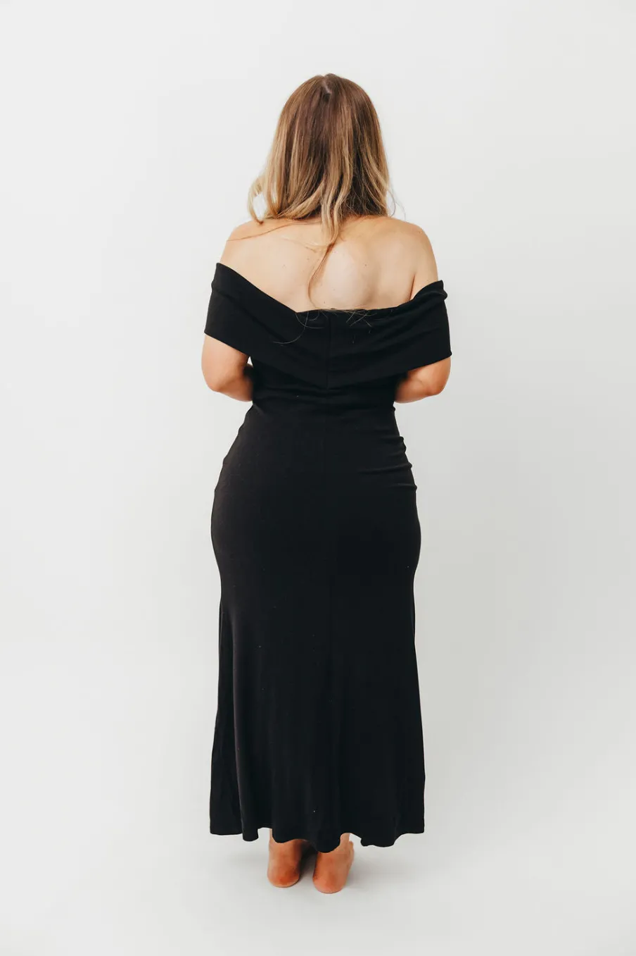 Hot Worth Collective Monroe Maxi Dress in Black -Bump Friendly