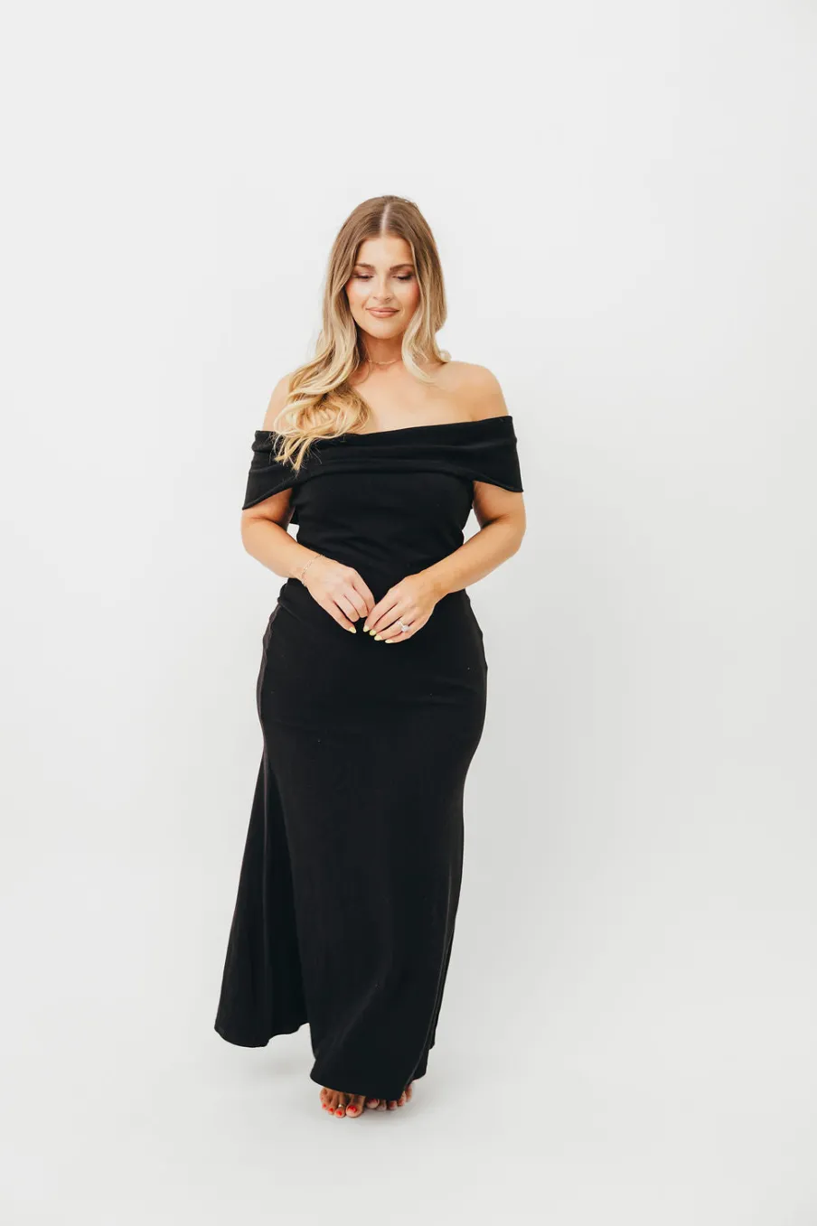 Hot Worth Collective Monroe Maxi Dress in Black -Bump Friendly
