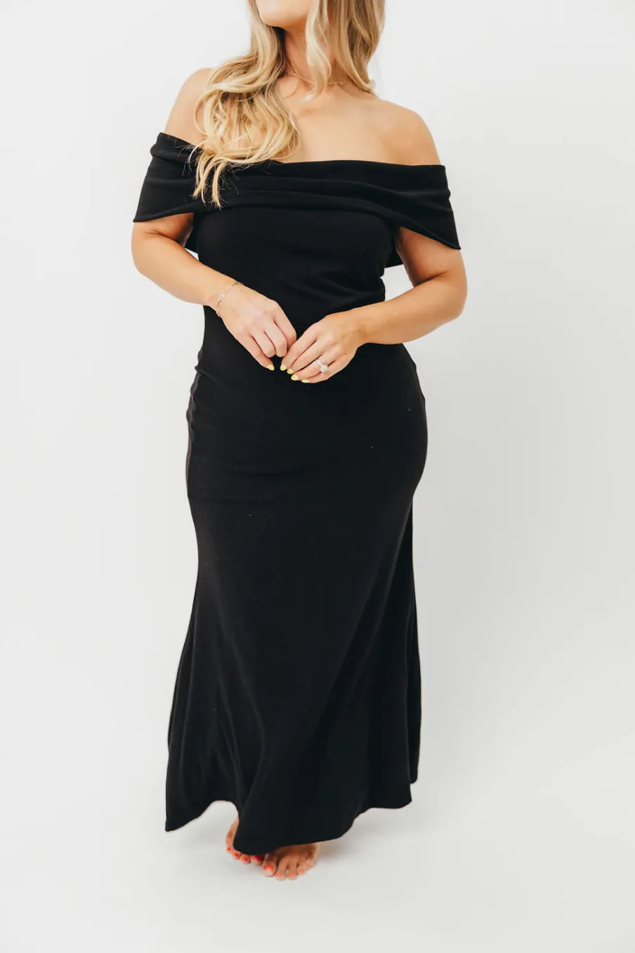 Hot Worth Collective Monroe Maxi Dress in Black -Bump Friendly