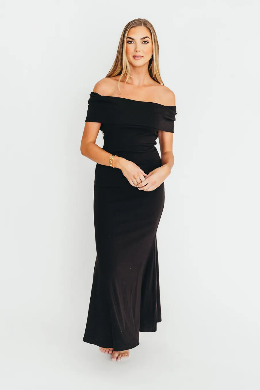 Hot Worth Collective Monroe Maxi Dress in Black -Bump Friendly