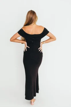 Hot Worth Collective Monroe Maxi Dress in Black -Bump Friendly