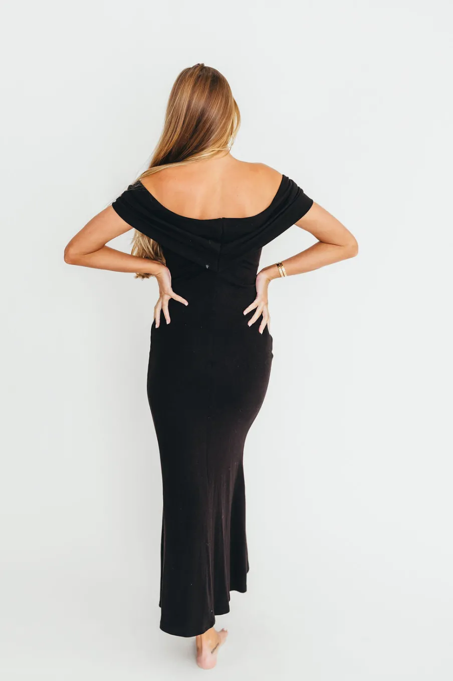 Hot Worth Collective Monroe Maxi Dress in Black -Bump Friendly