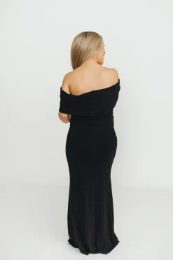 Hot Worth Collective Monroe Maxi Dress in Black -Bump Friendly
