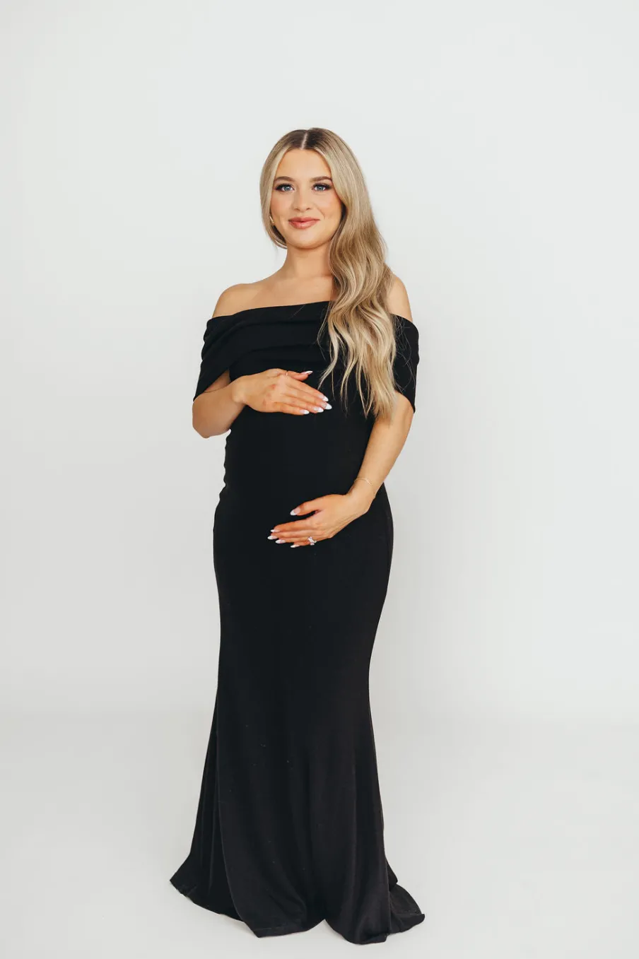 Hot Worth Collective Monroe Maxi Dress in Black -Bump Friendly