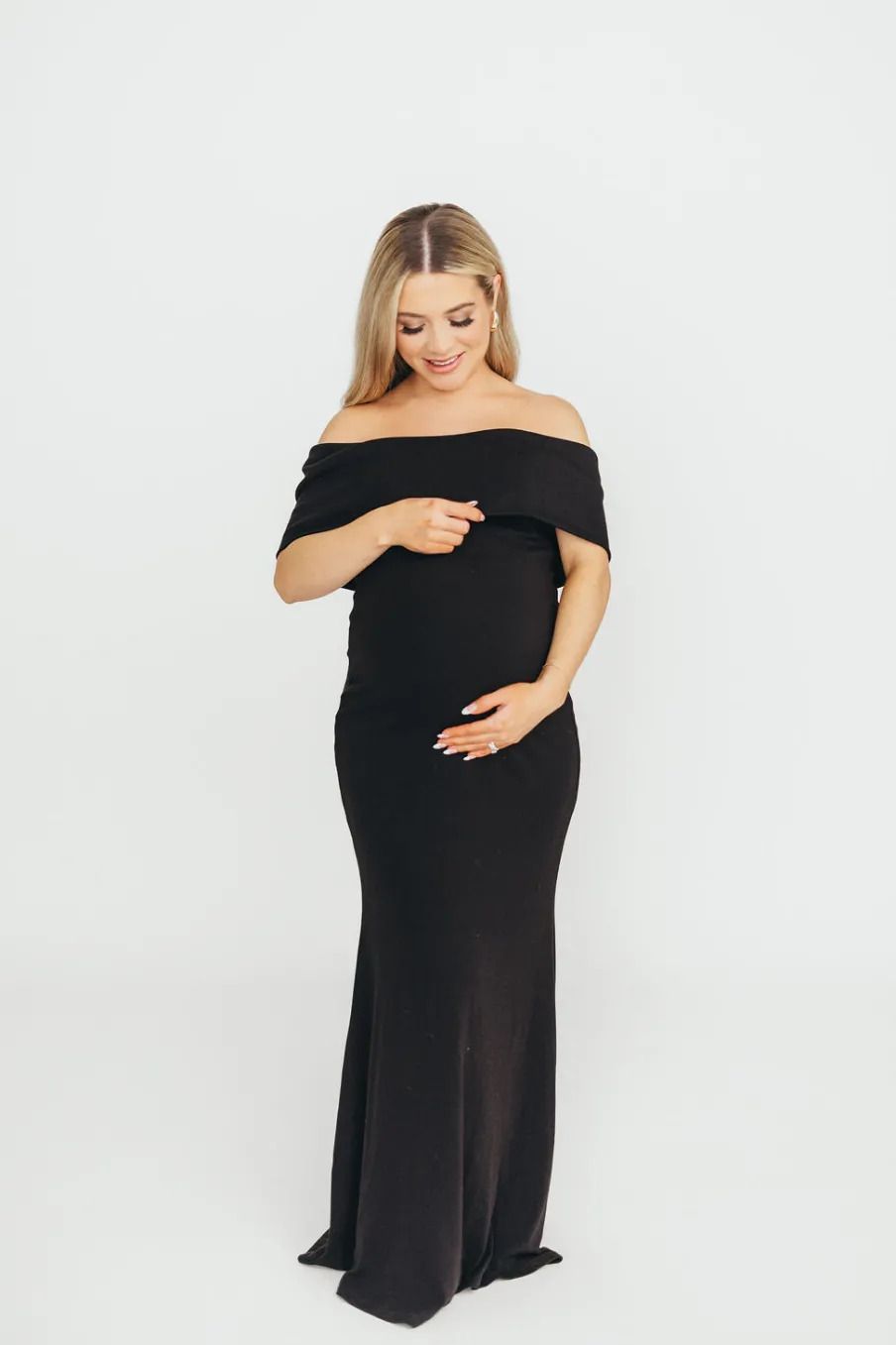 Hot Worth Collective Monroe Maxi Dress in Black -Bump Friendly