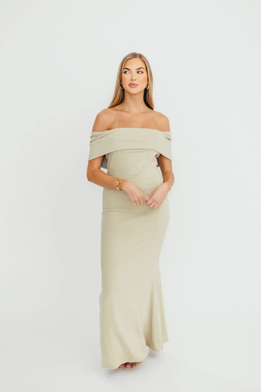 New Worth Collective Monroe Maxi Dress in Sage - Bump Friendly