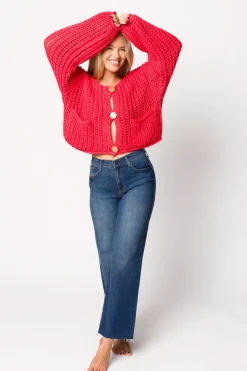 Clearance Worth Collective Morgan Slim Palazzo Jean with Scissor Cut in Dark Denim