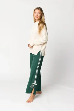 Clearance Worth Collective Murphy Track Pants with Bow Detail in Green/White