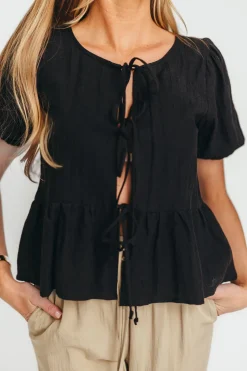 Discount Worth Collective Mylie Tie Top Woven in Black