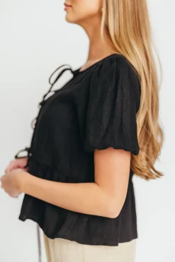 Discount Worth Collective Mylie Tie Top Woven in Black