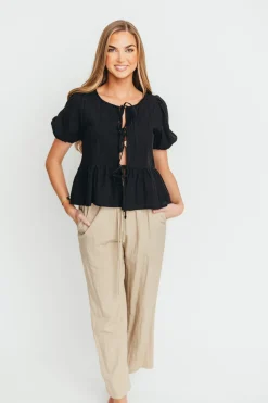 Discount Worth Collective Mylie Tie Top Woven in Black